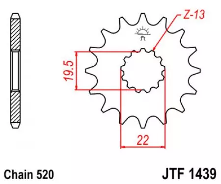 Prednji zobnik JT JTF1439.13, 13z, velikost 520-2