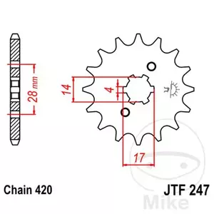 Roda dentada dianteira JT JTF247.13, 13z tamanho 420 - JTF247.13