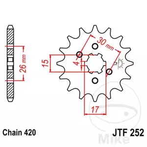 JT JTF252.12 prednji lančanik, 12z, veličina 420 - JTF252.12