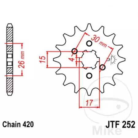 Eturattaat JT JTF252.12, 12z, koko 420-2