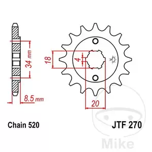 Μπροστινό γρανάζι JT JTF270.15, 15z μέγεθος 520 - JTF270.15