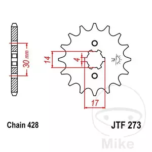 Forreste tandhjul JT JTF273.13, 13z størrelse 428 - JTF273.13
