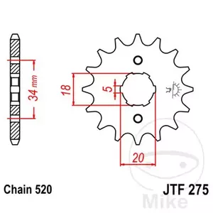 Pinion față JT JT JTF275.15, 15z dimensiune 520 - JTF275.15