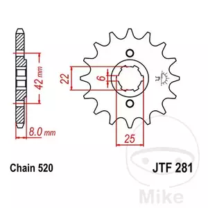 Pignone anteriore JT JTF281.16, 16z misura 520-1
