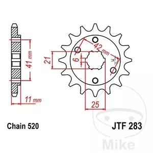 Pignone anteriore JT JTF283.14, 14z misura 520 - JTF283.14