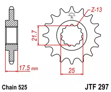Roda dentada dianteira JT JTF297.16, 16z tamanho 525 - JTF297.16