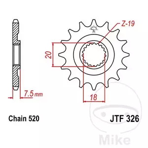 Zębatka przód JT JTF326.14, 14z rozmiar 520  - JTF326.14