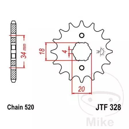 Pinion față JT JT JTF328.12, 12z dimensiune 520-2