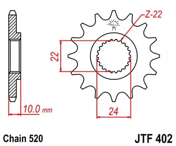 Roda dentada dianteira JT JTF402.13, 13z tamanho 520 - JTF402.13