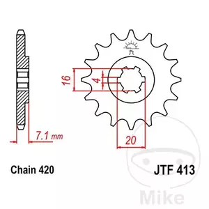 Piñón delantero JT JTF413.13, 13z tamaño 420 - JTF413.13