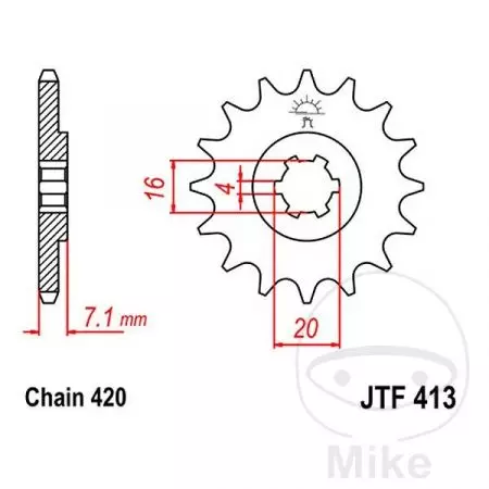 Priekšējais zobrats JT JTF413.14, 14z izmērs 420-2