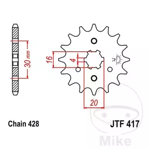 Pignone anteriore JT JTF417.17, 17z misura 428 - JTF417.17