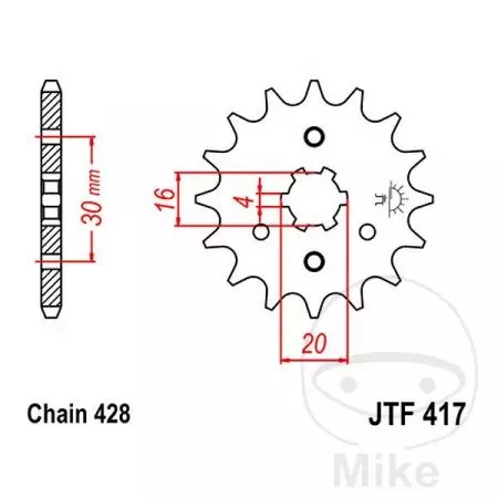 Pinion față JT JT JTF417.17, 17z dimensiune 428-2