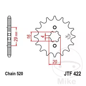 Piñón delantero JT JTF422.14, 14z tamaño 520 - JTF422.14