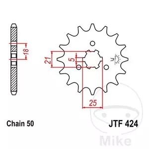 Roda dentada dianteira JT JTF424.14, 14z tamanho 530 - JTF424.14