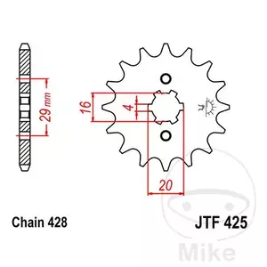 Roda dentada dianteira JT JTF425.16, 16z tamanho 428 - JTF425.16