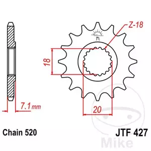 Voortandwiel JT JTF427.14, 14z maat 520 - JTF427.14