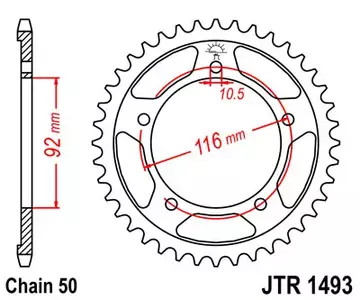 Roda dentada traseira JT JTR1493.41, 41z tamanho 530