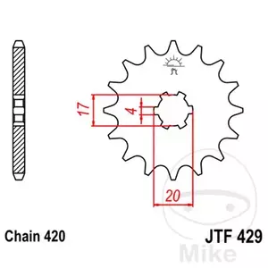 Roda dentada dianteira JT JTF429.15, 15z tamanho 420 - JTF429.15
