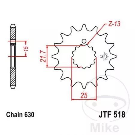 Pinion față JT JTF518.16, 16z dimensiune 530-2