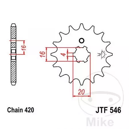 Roda dentada dianteira JT JTF546.16, 16z tamanho 420-2