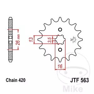 Voortandwiel JT JTF563.16, 16z maat 420-1