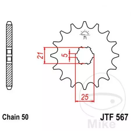 Priekšējais zobrats JT JTF567.17, 17z izmērs 530-2