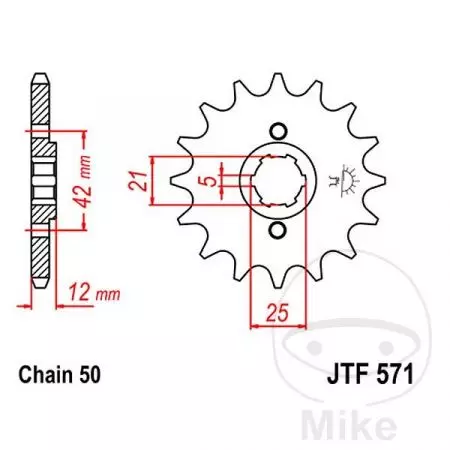 Voortandwiel JT JTF571.15, 15z maat 530-2