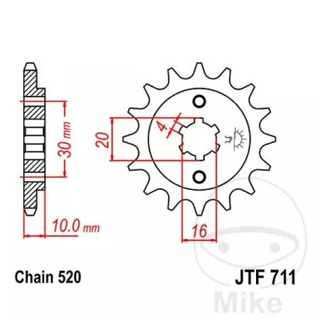 JT JTF711.12 prednji lančanik, 12z, veličina 520-2