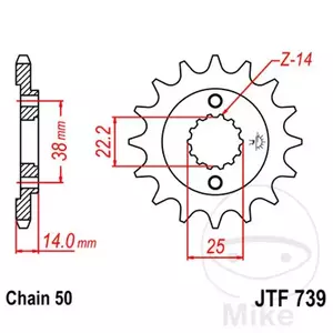 Pinion față JT JTF739.15, 16z dimensiune 520 - JTF739.15