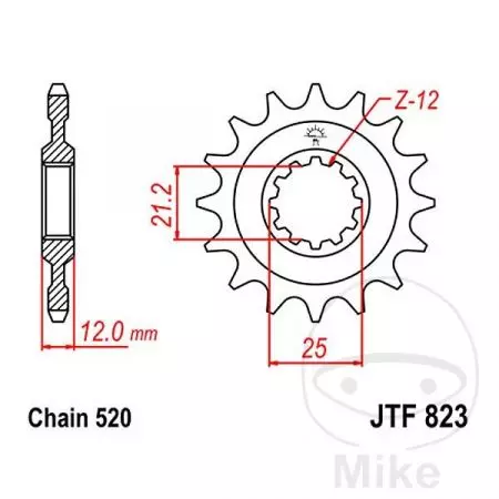Zębatka przód JT JTF823.12, 12z rozmiar 520-2