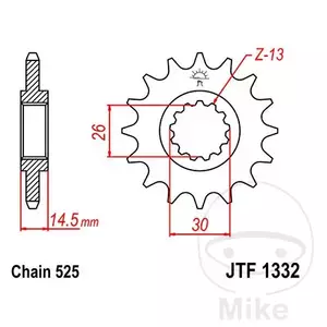 Přední řetězové kolo JT JTF1332.14, velikost 14z 525-1