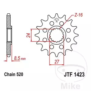 Roda dentada dianteira JT JTF1423.15, 15z tamanho 520 - JTF1423.15