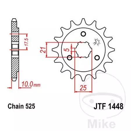 Pignone anteriore JT JTF1448.13, 13z misura 525-2
