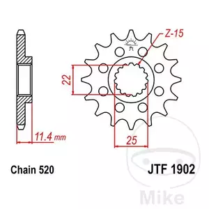 Предно зъбно колело JT JTF1902.12, 12z размер 520-1