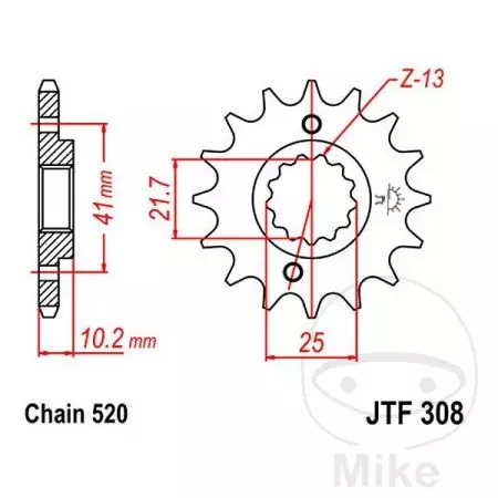 Prednji zobnik JT JTF308.13, 13z, velikost 520-2