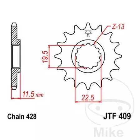 Μπροστινό γρανάζι JT JTF409.15, 15z μέγεθος 428-2