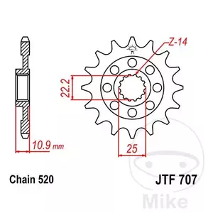 Roda dentada dianteira JT JTF707.14, 14z tamanho 520 - JTF707.14