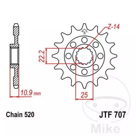 Eesmine hammasratas JT JTF707.14, 14z suurus 520-2