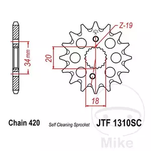 JT JTF1310.14SC prednji lančanik, 14z, veličina 420, samočisteći - JTF1310.14SC