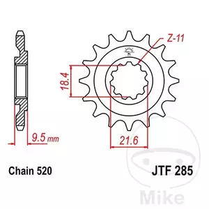 Pignone anteriore JT JTF285.15, 15z misura 520-1