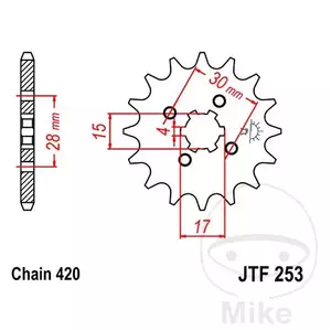 Forreste tandhjul JT JTF253.18, 18z størrelse 420 - JTF253.18