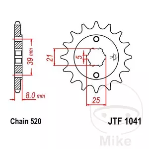 Zębatka przód JT JTF1041.15, 15z rozmiar 520  - JTF1041.15