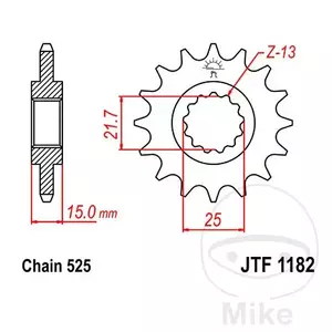 Roda dentada dianteira JT JTF1182.13, 13z tamanho 525 - JTF1182.13