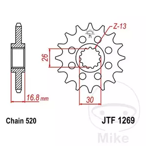 Предно зъбно колело JT JTF1269.17, 17z размер 520 - JTF1269.17