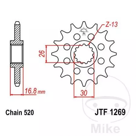 Предно зъбно колело JT JTF1269.17, 17z размер 520-2