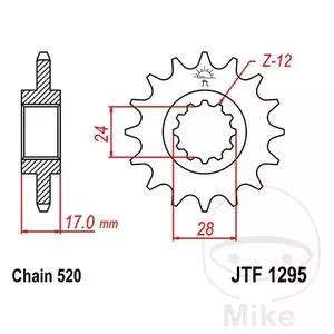 Roda dentada dianteira JT JTF1295.13, 13z tamanho 520 - JTF1295.13