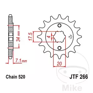 JT JTF266.14 prednji lančanik, 14z, veličina 520-1