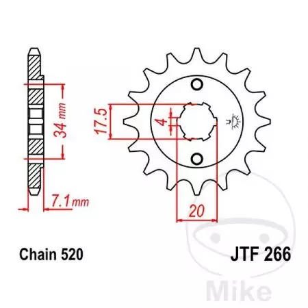 Priekšējais zobrats JT JTF266.14, 14z izmērs 520-2