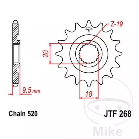 Eesmine hammasratas JT JTF268.12, 12z suurus 520-2